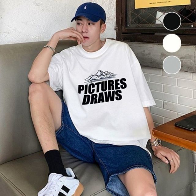 남자 반팔 티셔츠 프린팅 흰반팔티 남자기본반팔티 남자빅사이즈반팔티 여름 남자박스티