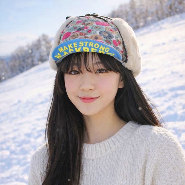 플라워 스키 귀달이 겨울 퍼 보온 털모자 귀도