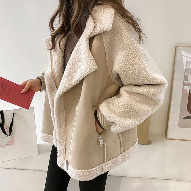 G126822_양털배색 페이크 무스탕 집업자켓
