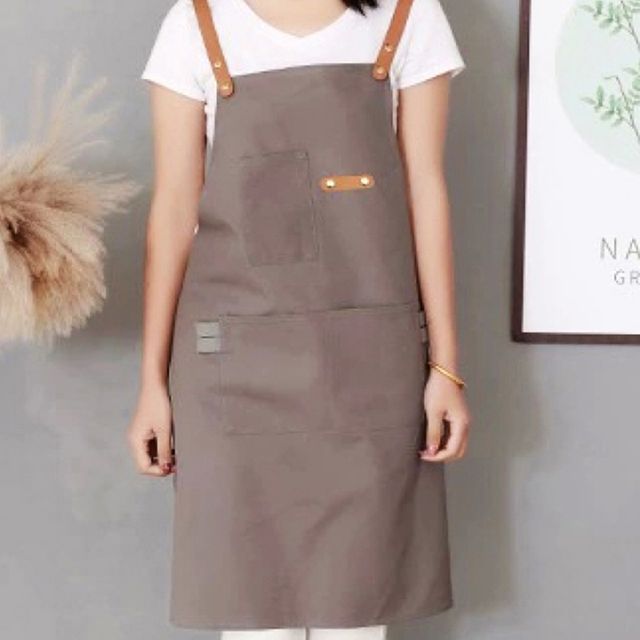앞치마 데님 앞치마 커피숖 음식점 면 브라운