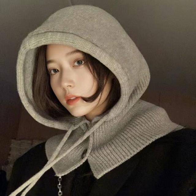 여성 니트 바라클라바 울 혼방 방한 넥워머