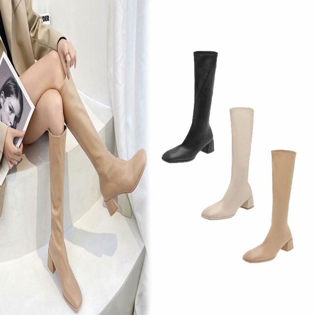 롱부츠 6cm 날씬해보이는 슬림핏 부츠 통굽 여자