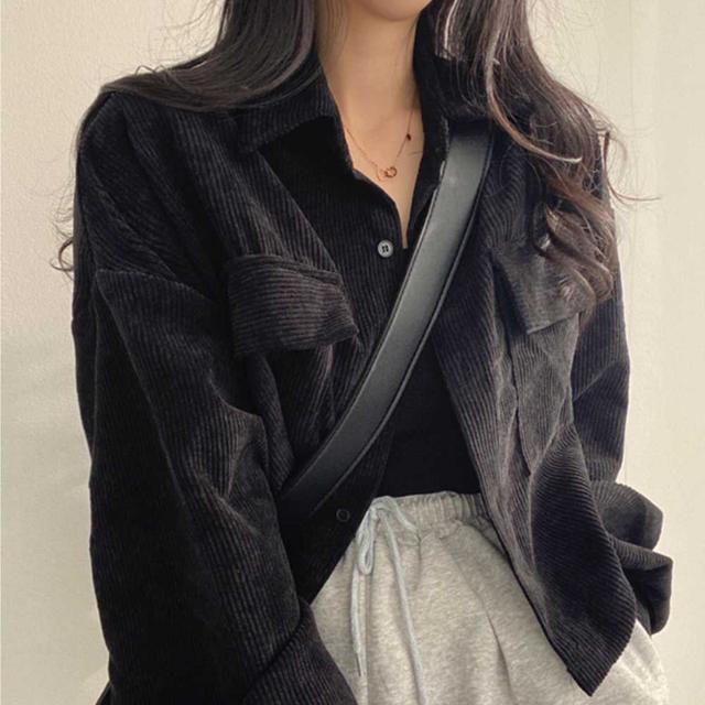 여자 직장인 가을 출근 룩 코듀로이 셔츠 자켓 코디