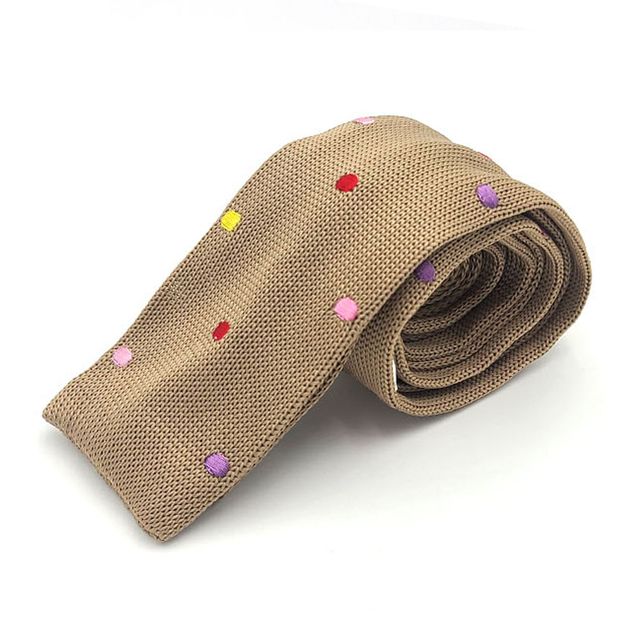 헨릭 컬러도트 수동니트넥타이 폭5.5cm딥베이지 HR239