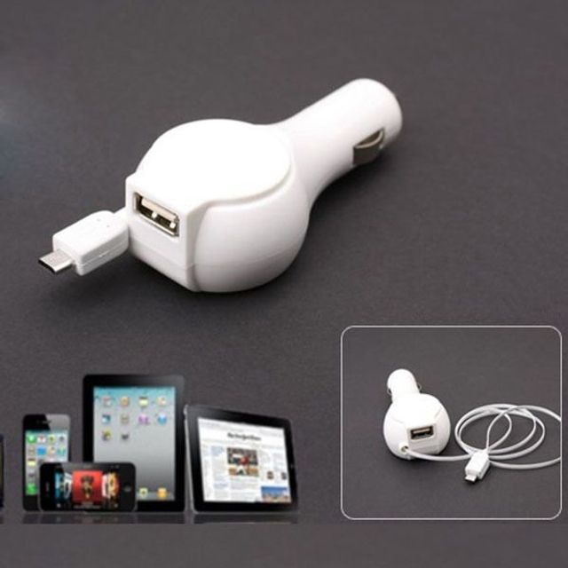 DC 시가잭 스마트폰 충전기 USB 1P-Micro B 자동감김