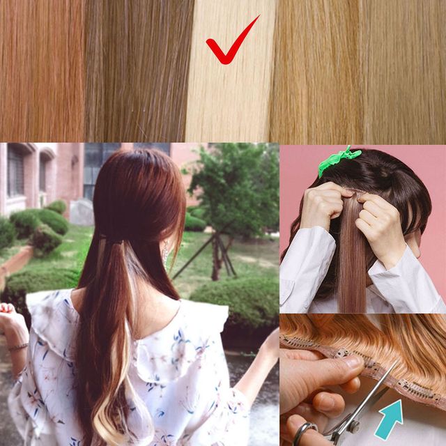 헤어피스 붙임머리 브릿지 웨이브 바닐라블론드