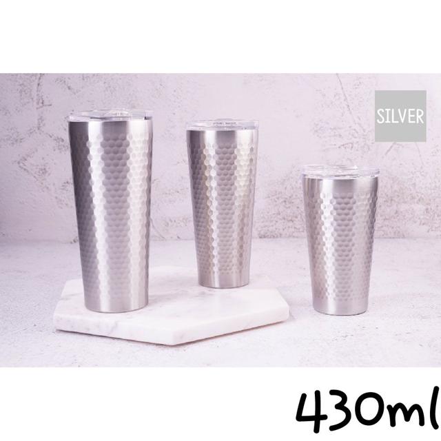 허니벌집 스텐 이중진공 보온 보냉 텀블러 실버 430ml