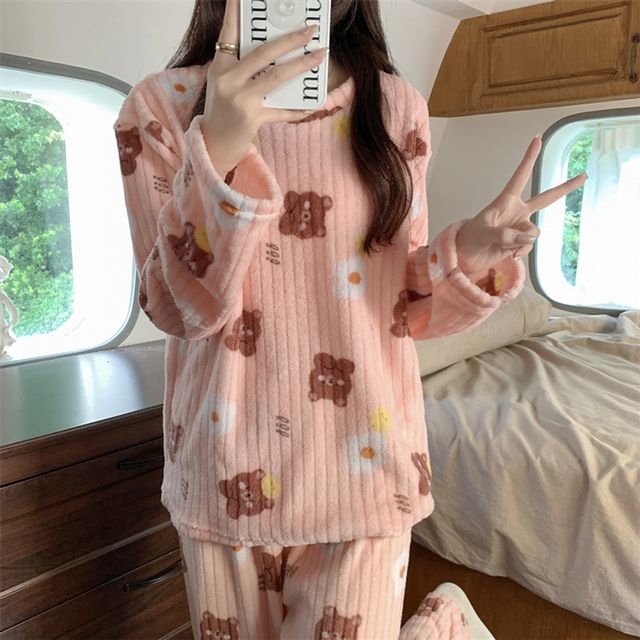 WL 상하의 실내복 기모 파자마 극세사 수면잠옷 홈웨어