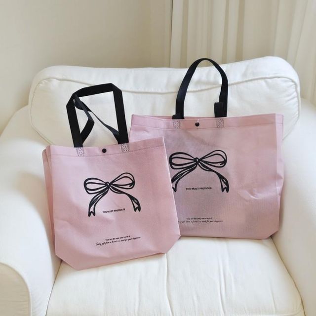 다회용 부직포 에코백, 리본 쇼핑백 헬스가방 선물