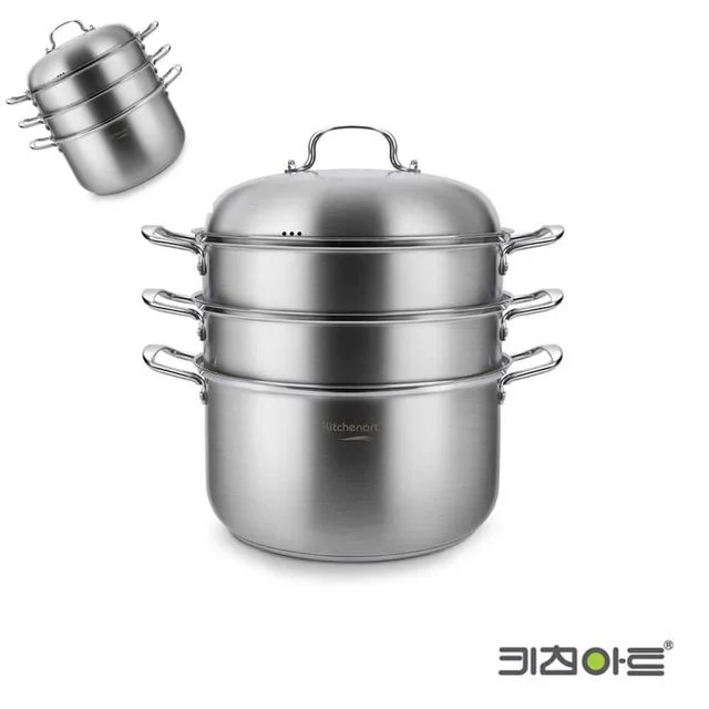 올가 스텐 인덕션 3단찜솥 냄비 32cm 만두찜기 식당찜솥 만두찜통 찐빵찜기
