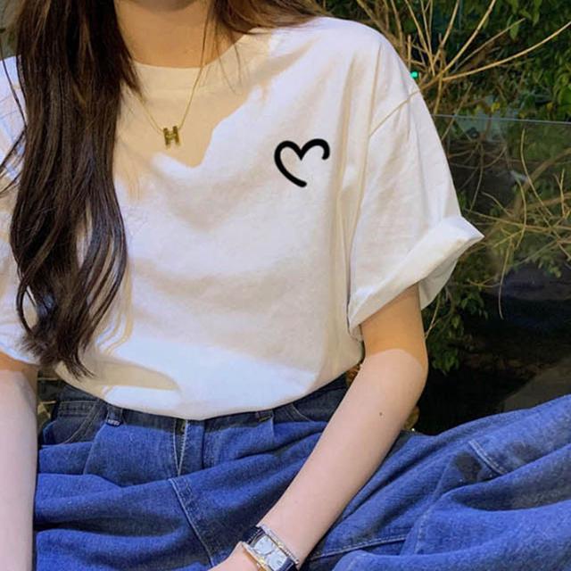 면티셔츠 하트 체리 빅사이즈 반팔티 여름 예쁜 상의 여성용