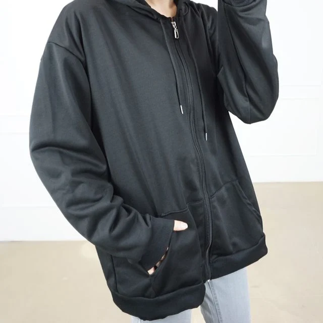 남여공용 베이직 후드 집업 루즈핏 점퍼 빅사이즈