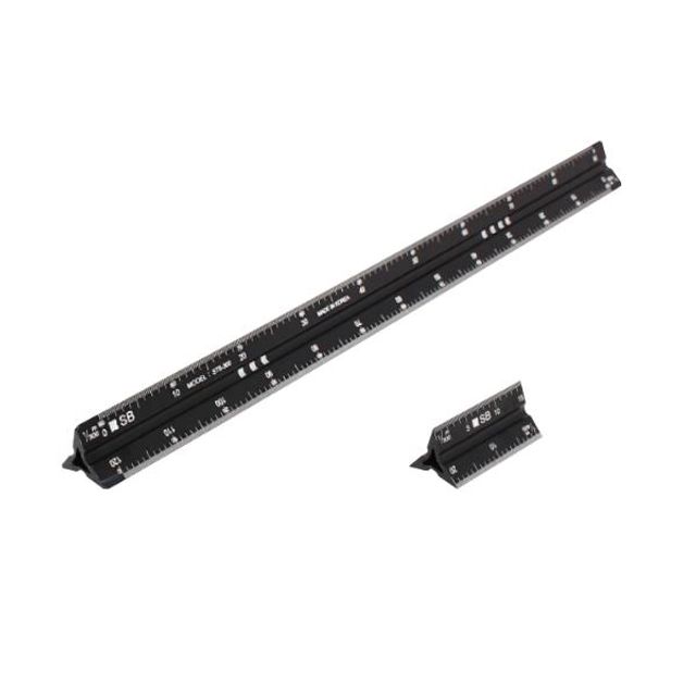 삼각 스케일자(300mm) 눈금작업 제도용자 도면 커팅자