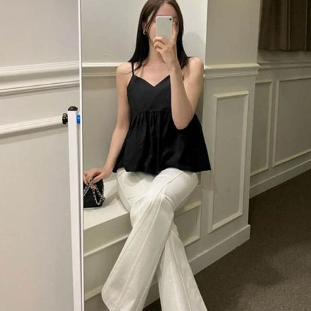 끈나시 프릴 블라우스 페미닌한 무드 여름 뷔스티에 여름블라우스