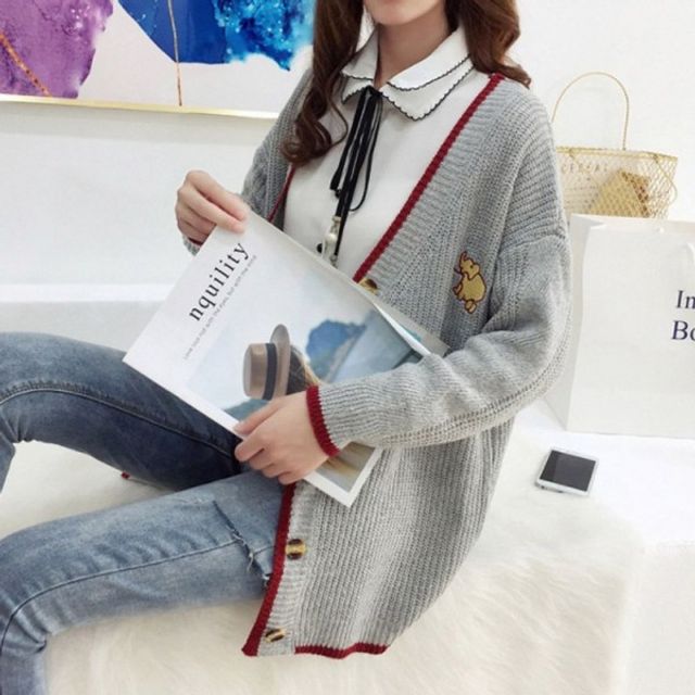 니트 여대생패션 트렌디한 니트가디건룩 코디 꾸안꾸