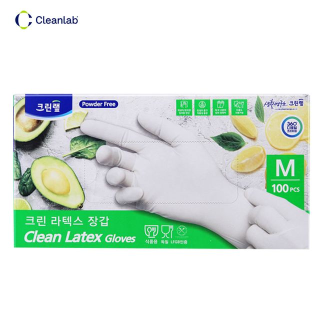 크린 라텍스 장갑 100개입 M 고무장갑 라텍스소재 중형 위생장갑