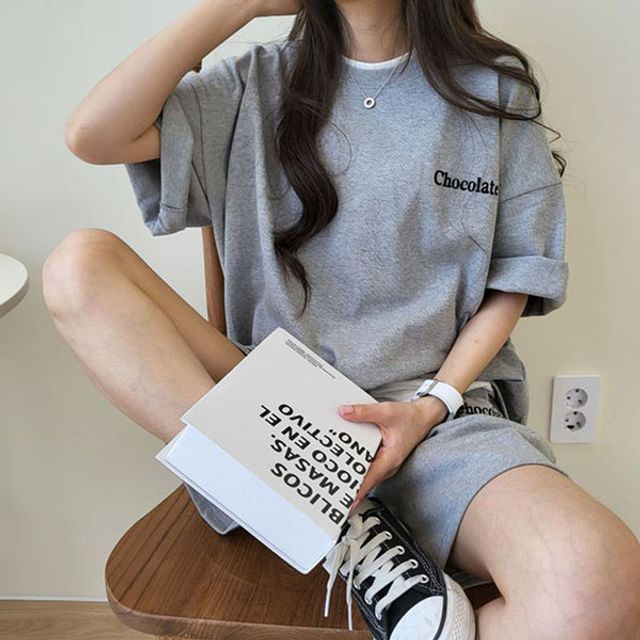 여성 캐주얼 디자인 여름 반팔 반바지 셋업