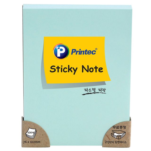 프린텍 파스텔 스티키노트 파랑 76x102 점착식 메모지 사무용품