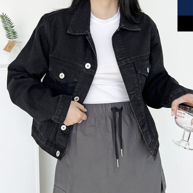 여성 포켓 청자켓 1P 포켓 베이직 데님자켓 봄 가을