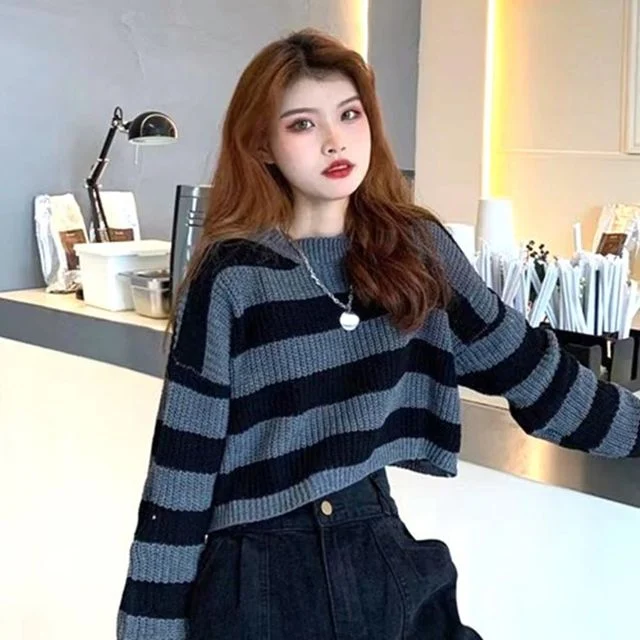 크롭 오버핏 기본핏 코디 루즈핏 브이넥 여자니트 롱