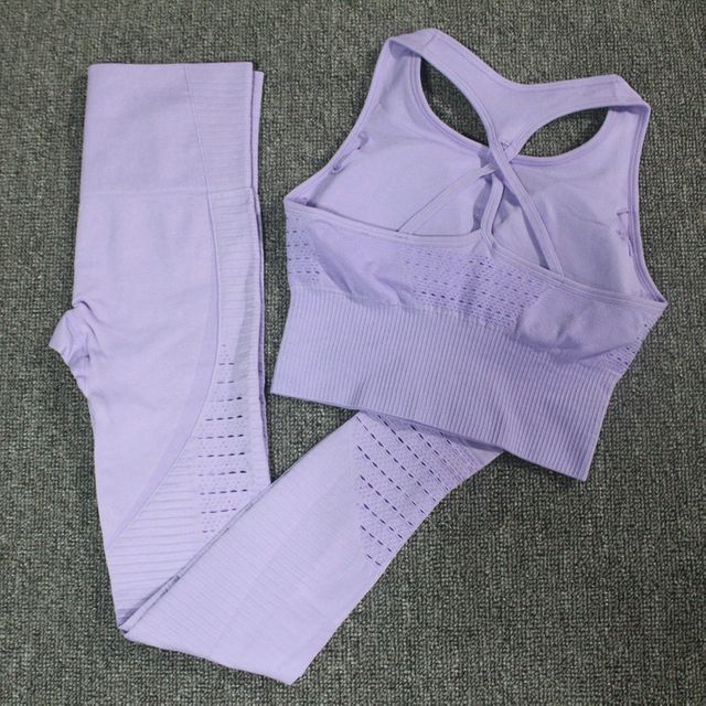 2 pcs 요가 세트 brackless strappy 스포츠 브래지어