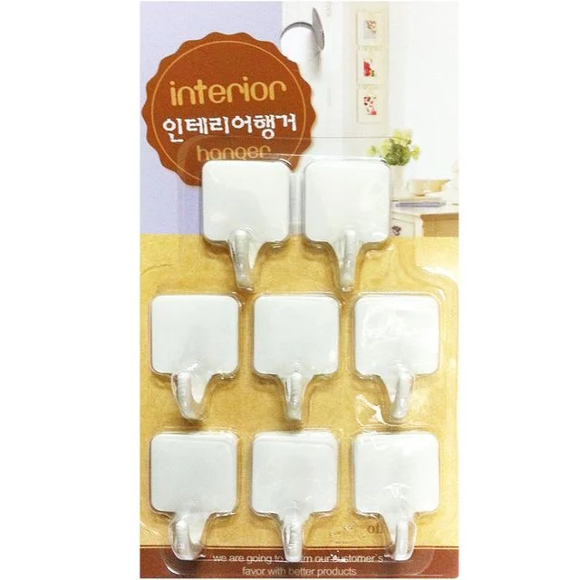 우일 꼬마 네모행거8P (화이트) 접.착식걸이 후크