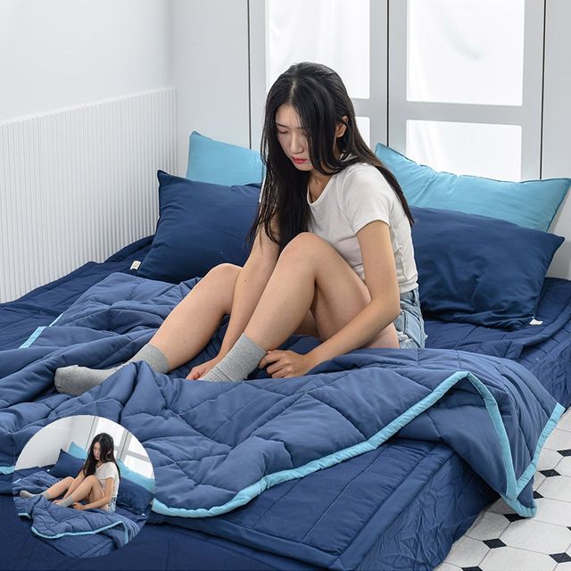 퀸침대이불 Q침대패드 이불패드세트 데일리 리버서블2 간절기 이불 퀸 Q 네이비 브로이 패드 네이비