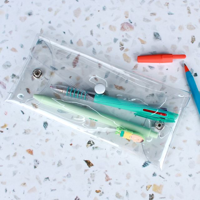 파우치 똑딱이 파우치 중형 투명 파우치 pvc 비닐 pvc
