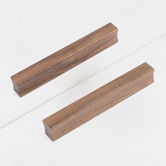 나무 가구손잡이 2p세트 96mm 흑호두나무