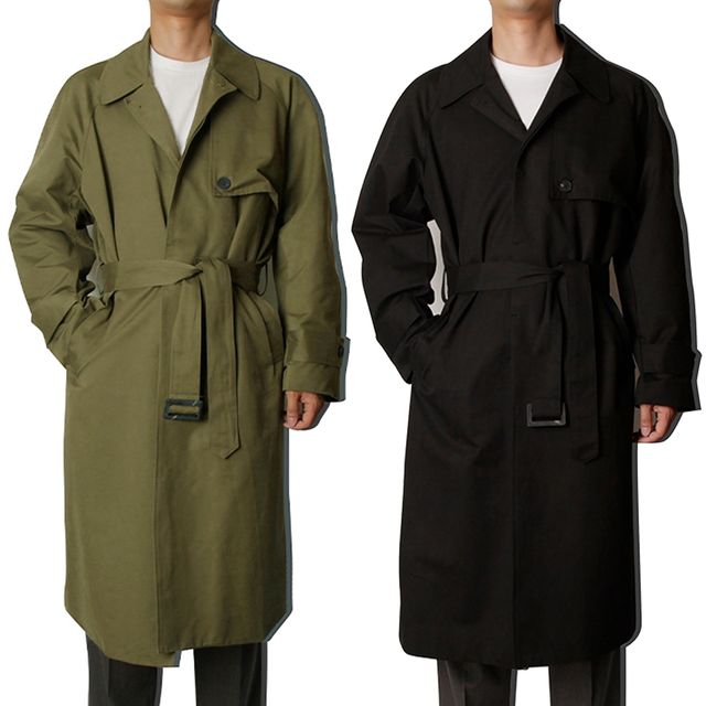 남자 가을 자켓 베이직 트렌치코트 검정 카키 롱코트