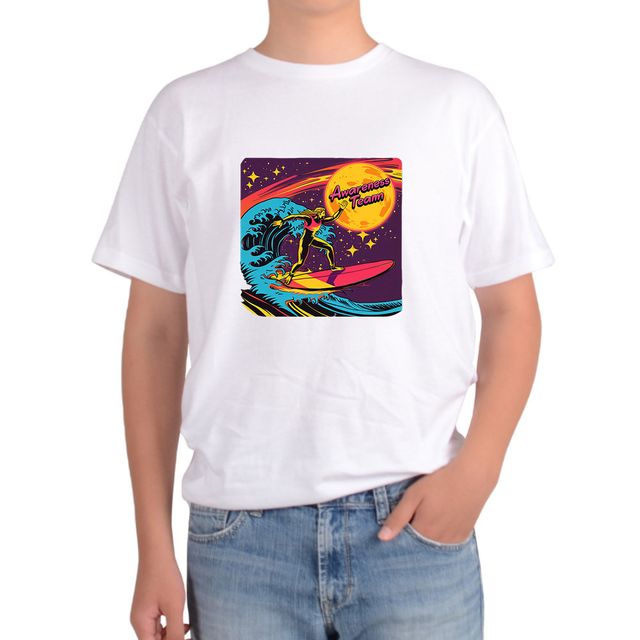 남녀공용 메쉬 반팔티 서핑 surfing 해양스포츠 보드 그림 제미나이 생성 모든색상 전사이즈 가능