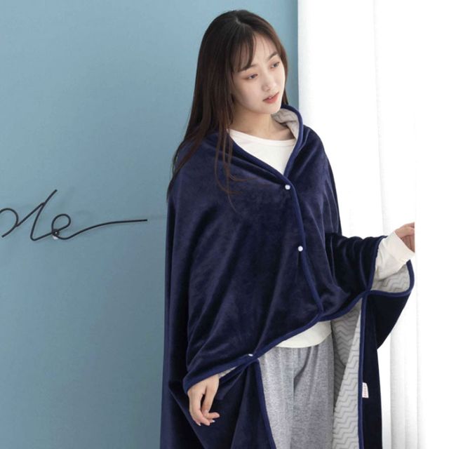 똑딱이단추 이중 담요 블랭킷 100x150cm 극세사 망토