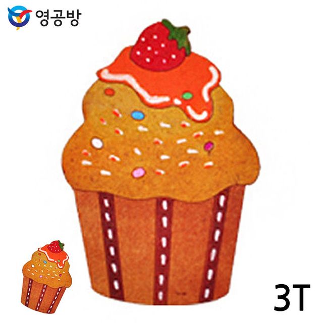 목재조립장난감 만들기키트 우드아트 컵케이크 3T 10개입 (연결구멍없음)