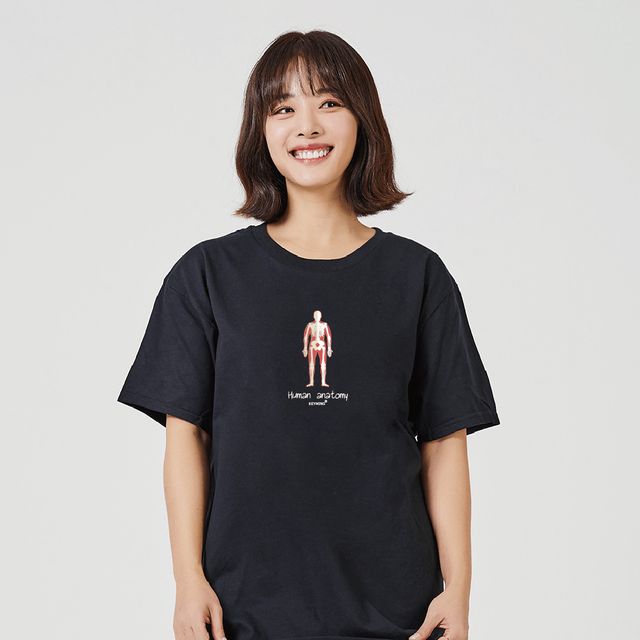 키밍 인체 해부학 그래픽 반팔티 사계절 교육 티셔츠