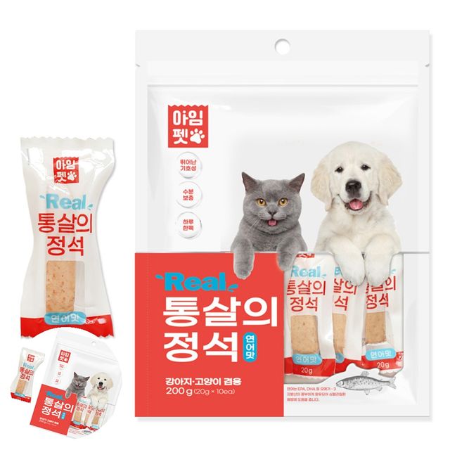 어린고양이사료 고양이먹이 통살의 정석 200g 연어 강아지 간식