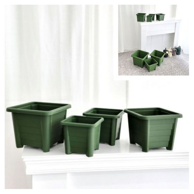 사각 그린플렌터 포트 화분 4호 15x13cm 야외화분 베란다화분 정원화분 난간화분