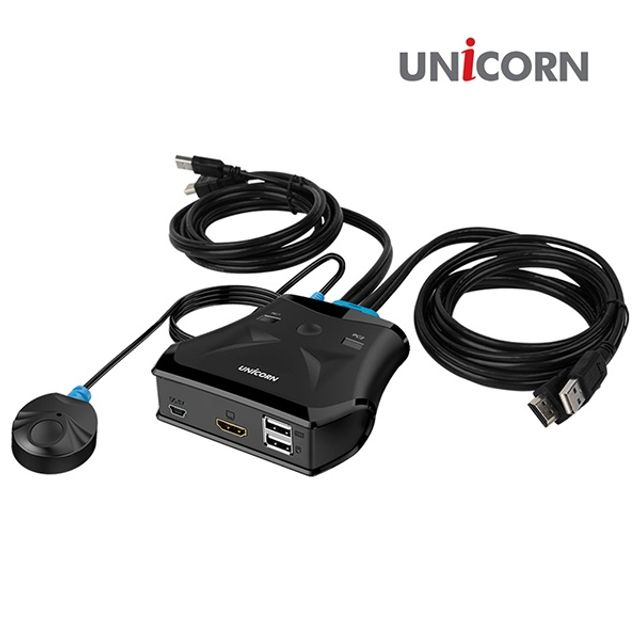 유니콘 HDMI 2포트 KVM 스위치 케이블 일체형