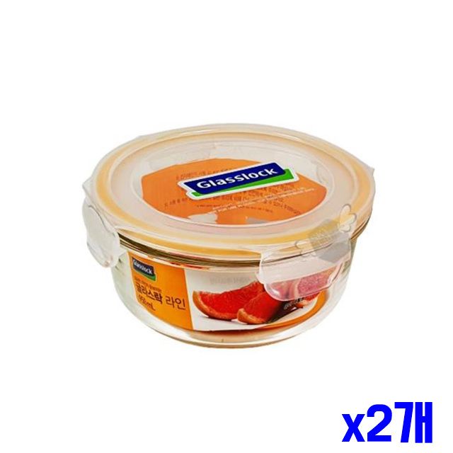 유리반찬용기 유리 950ml 보관 x2개 밀폐용기 원형 주
