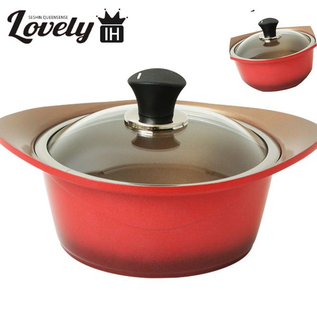 세라믹코팅냄비 유리뚜껑냄비 세라믹 양수냄비 18cm