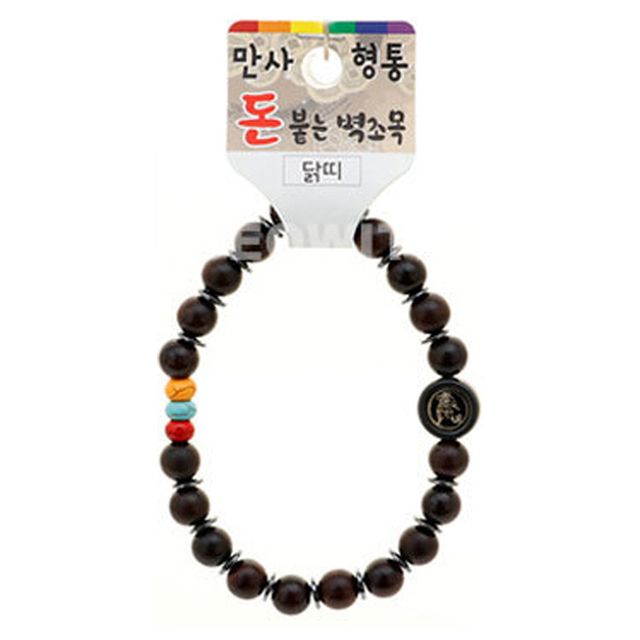만사형통 불교 벽조목 돈붙는 닭 띠 팔찌 염주