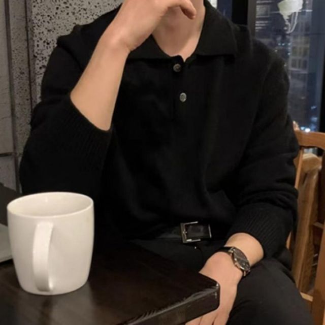남성 겨울 카라 니트 오버핏 긴팔 스웨터