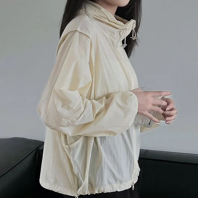경량 자외선 차단 후드 집업 여성 바람막이 자켓 등산 러닝 점퍼 여름 아웃도어 코트