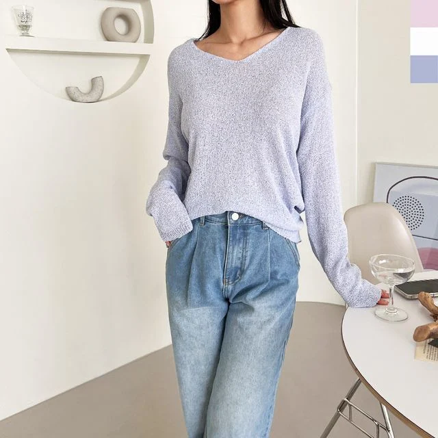 WL 2L-PPT 1049 여자 블링브이 여리핏긴팔그물니트