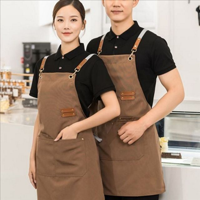 튼튼한 캔버스 앞치마 전문가용 바리스타 앞치마 주방 목공 공방 검정