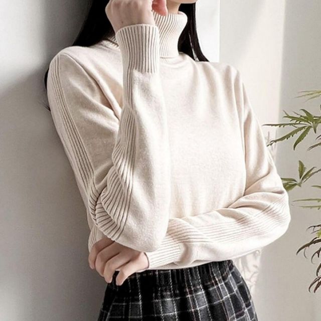 여성 겨울 폴라 니트티 따뜻한 이너 데일리 목폴라 긴팔 티셔츠 상의