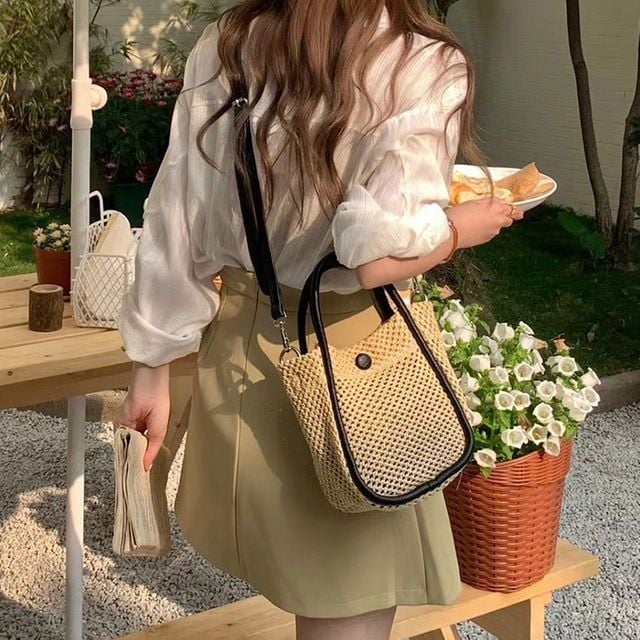라탄 가방 미니 포인트 크로스백 버킷백 숄더백