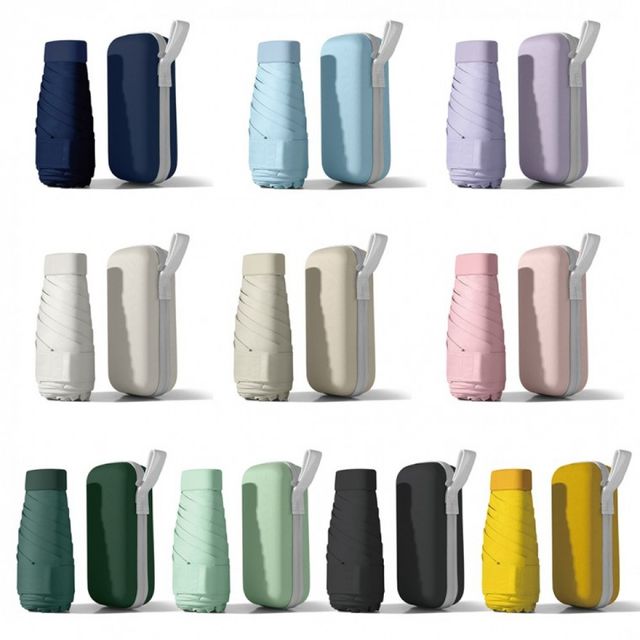 스퀘어 캡슐 파우치 미니우산 암막 우양산 10colors 포함 콤팩트 자외선 차단 양우산