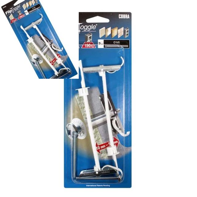 코브라앙카 석고앙카 플립토글 M5x75mm 2개입 고하중앙카 벽면모니터앙카 모니터브라켓앙카 석고보드앙카