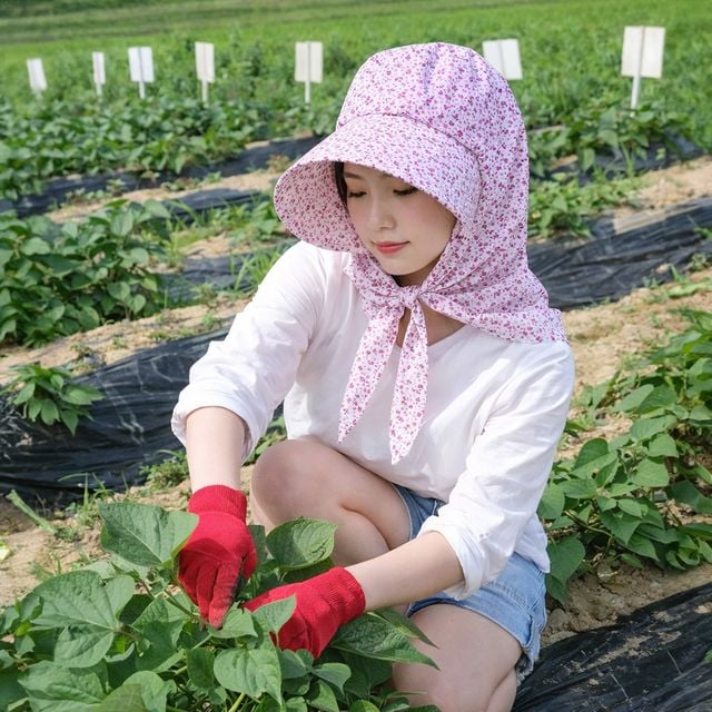 (큰손할인) 스카프농사모자 할매 챙넓은 플라워 밭일 햇빛가리개 촌캉스 꽃무늬 작업 농촌 할머니 여름