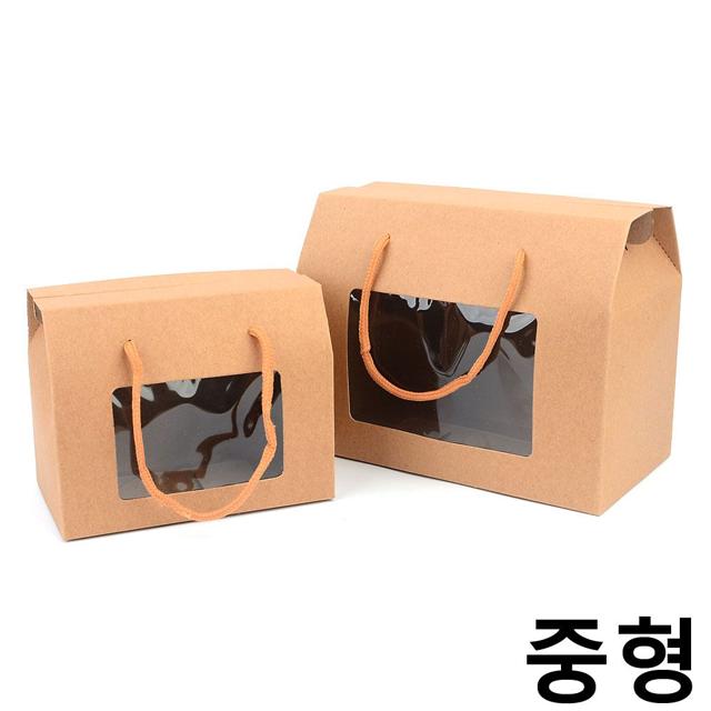 접이식 사각 크라프트 손잡이 선물상자 중형 15개 - 친환경 포장